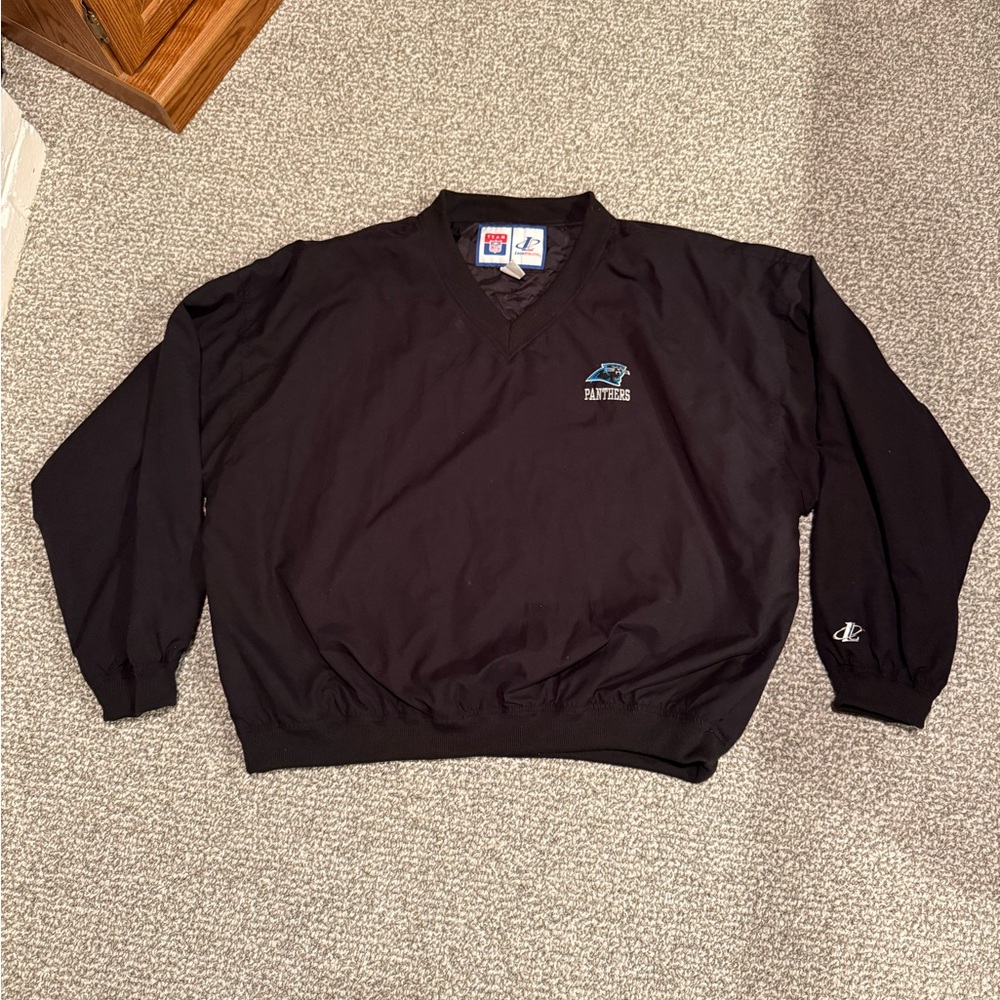 Vintage Logo Athletic Carolina Panthers NFL Football Black Pullover Windbreaker